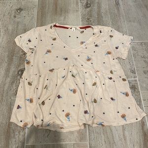 Stitched Flower Babydoll T-Shirt